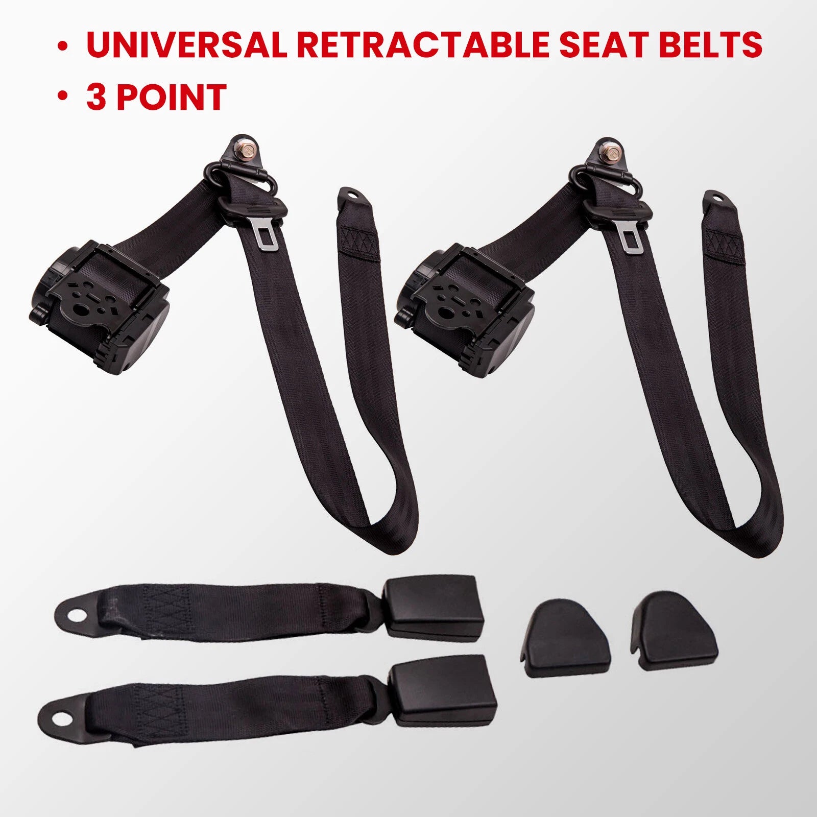 2X Retractable 3 Point Safety Seat Belts for Jeep Wrangler (1982-1995)