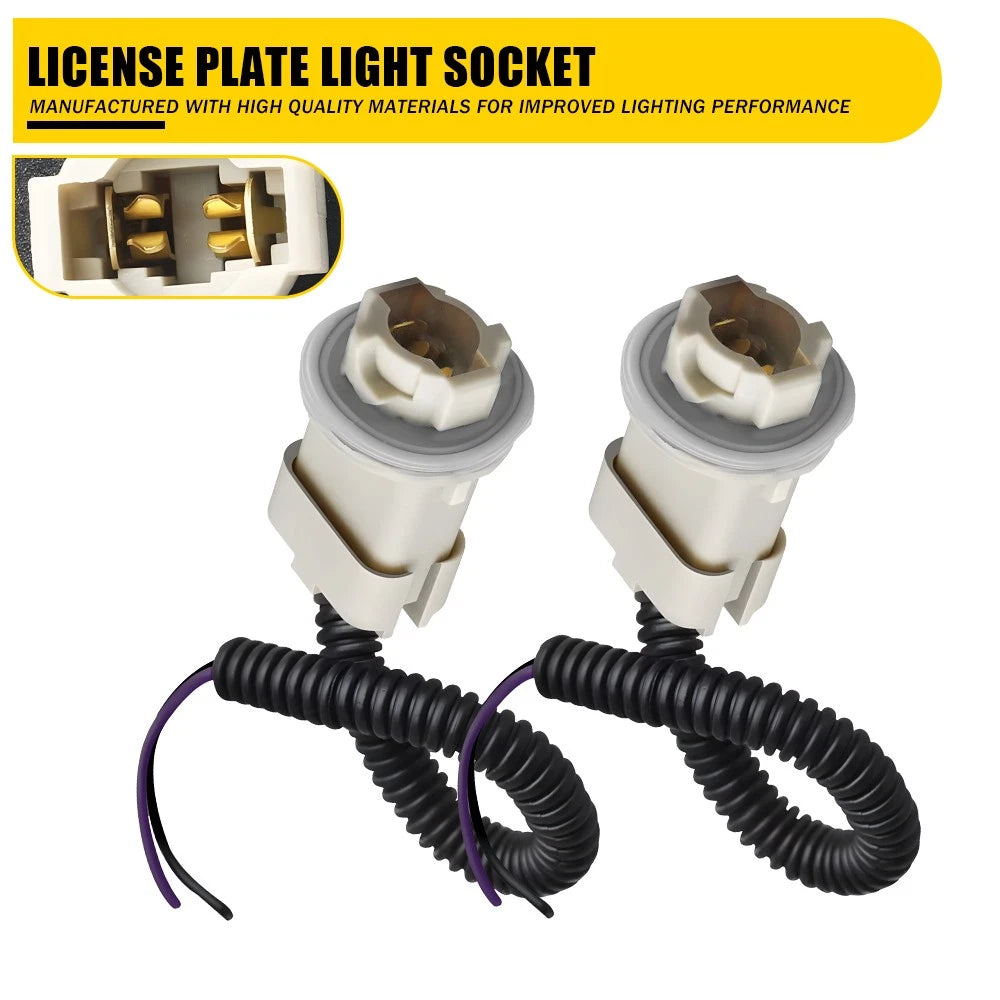 2X License Plate Tag Lights Socket Wire Harness for Ford F250 F350 (1999–2015)