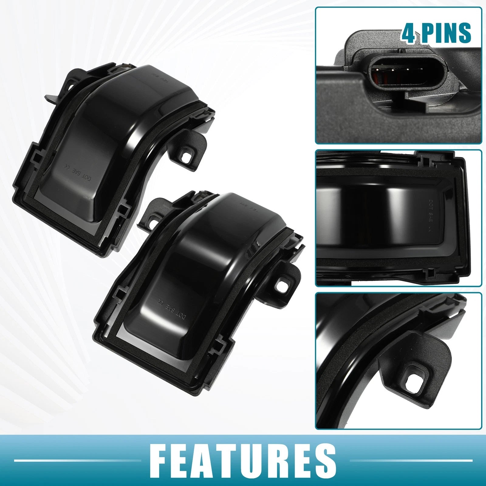 Pair Side Mirror Turn Signal Light FL3Z13B374CA for Ford 