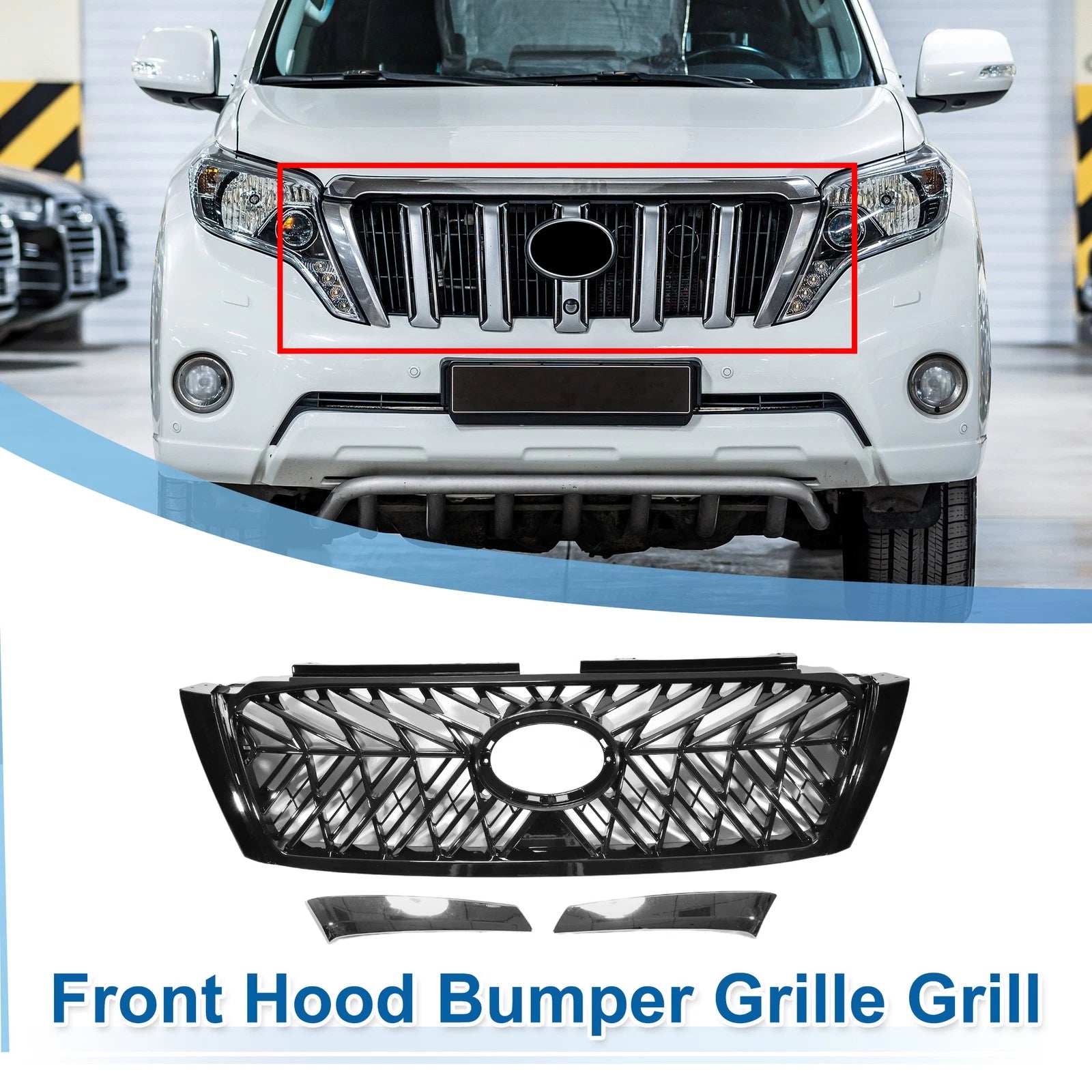 Front Upper Hood Bumper Grille for Toyota Land Cruiser Prado (2014–2017)