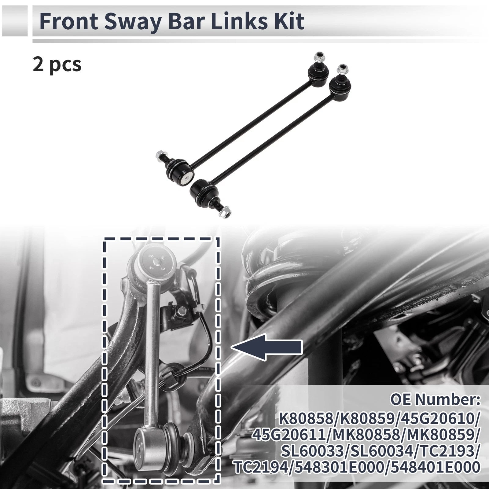 Set of 2 Front Stabilizer Bar Links for Hyundai Accent (2010–2017) No.K80858