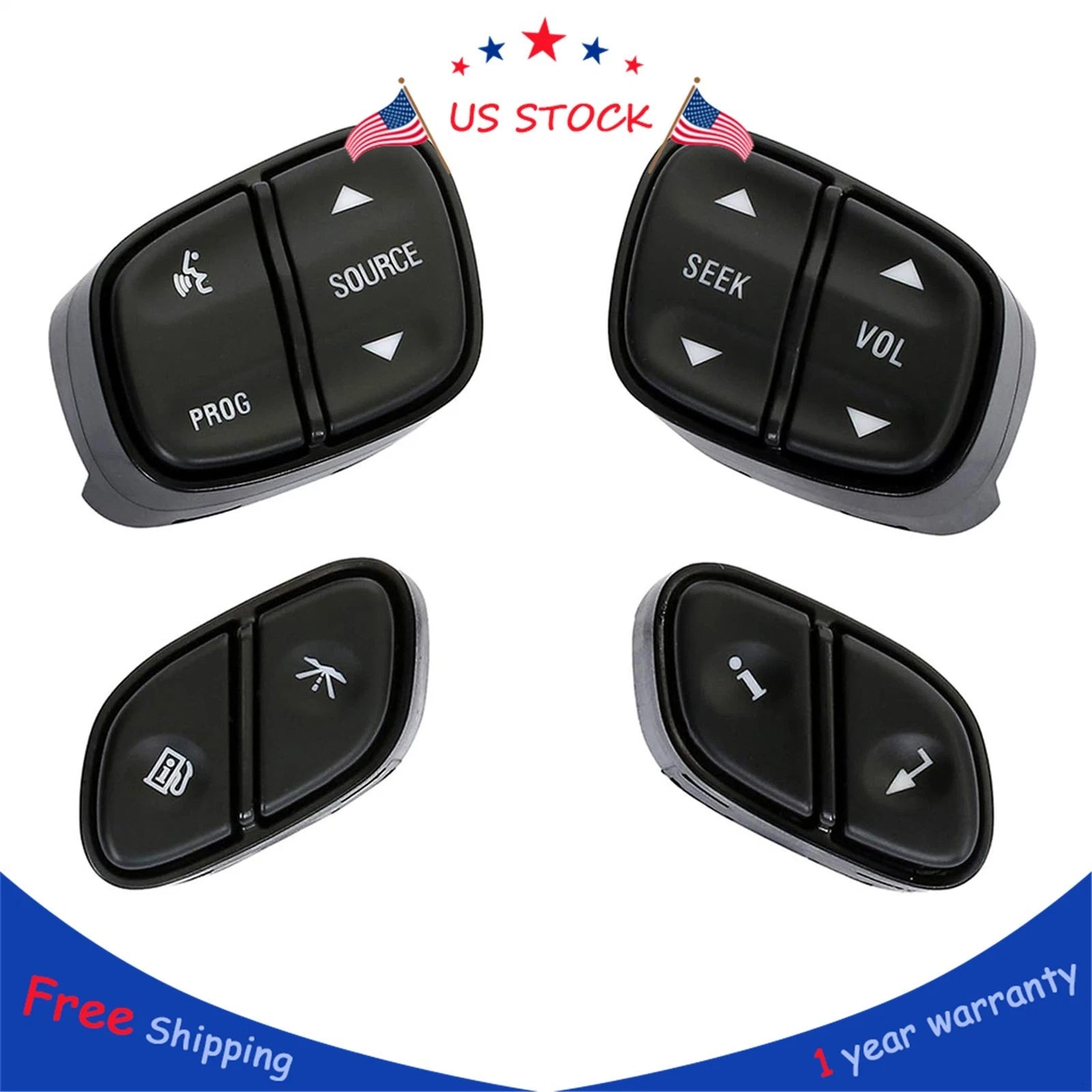 Set of 4 Steering Wheel Radio Volume Control Switches for GM Trucks