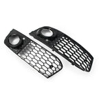 Front Fog Light Honeycomb Grille Cover for Audi A4 B8 (2009-2012) Black