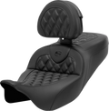 SADDLEMEN Roadsofa Seat with Backrest for Harley FL - Carbon Fiber