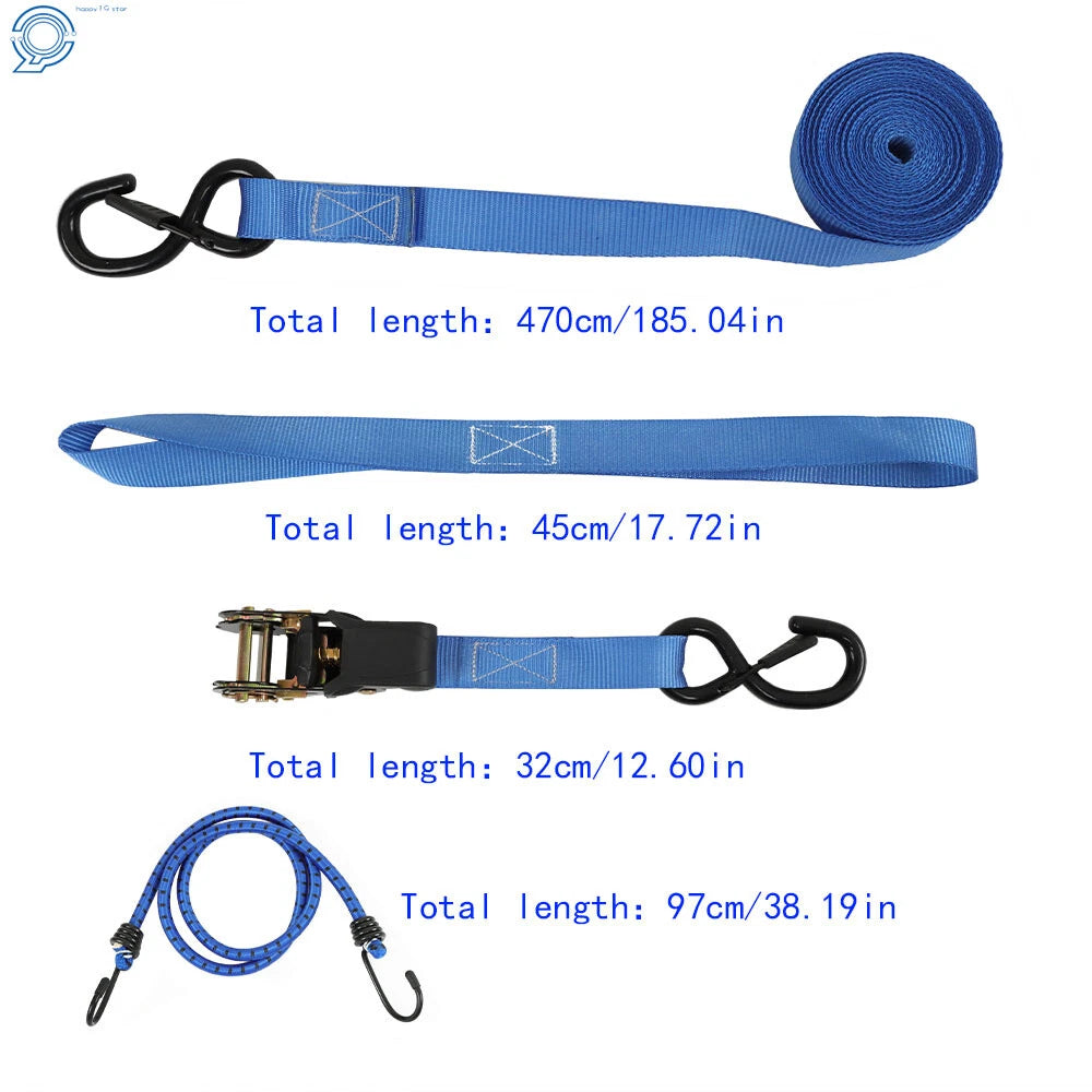 Set of 4 Ratchet Tie Down Straps 15 FT for Secure Cargo Transport