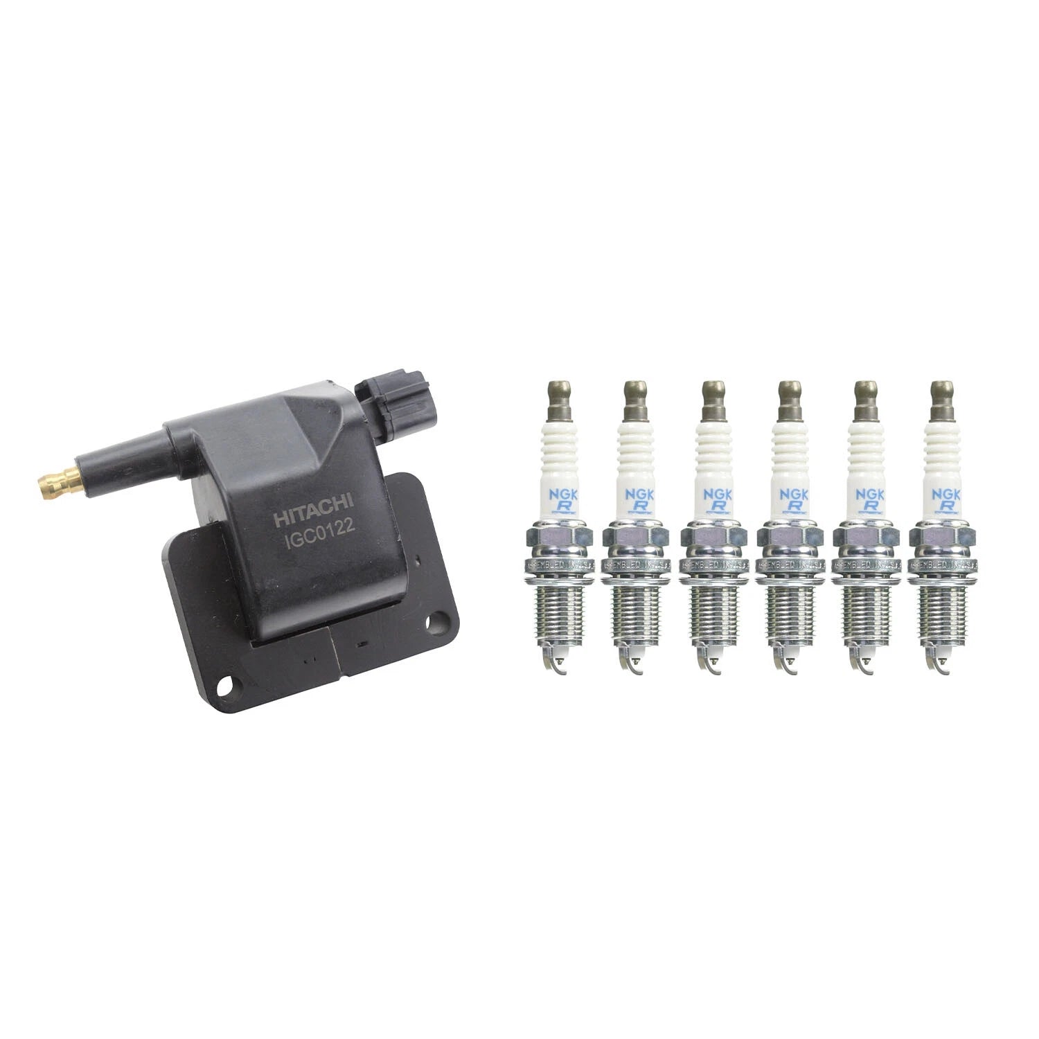 Set of 6 Hitachi Ignition Coils & NGK Platinum Spark Plugs for Dakota RAM 1500 (1997–2004)