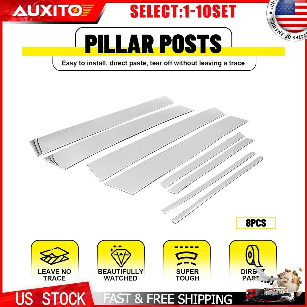 Steel Chrome Window Pillar Post Cover Trim for Toyota RAV4 (2013–2015) 8-80X