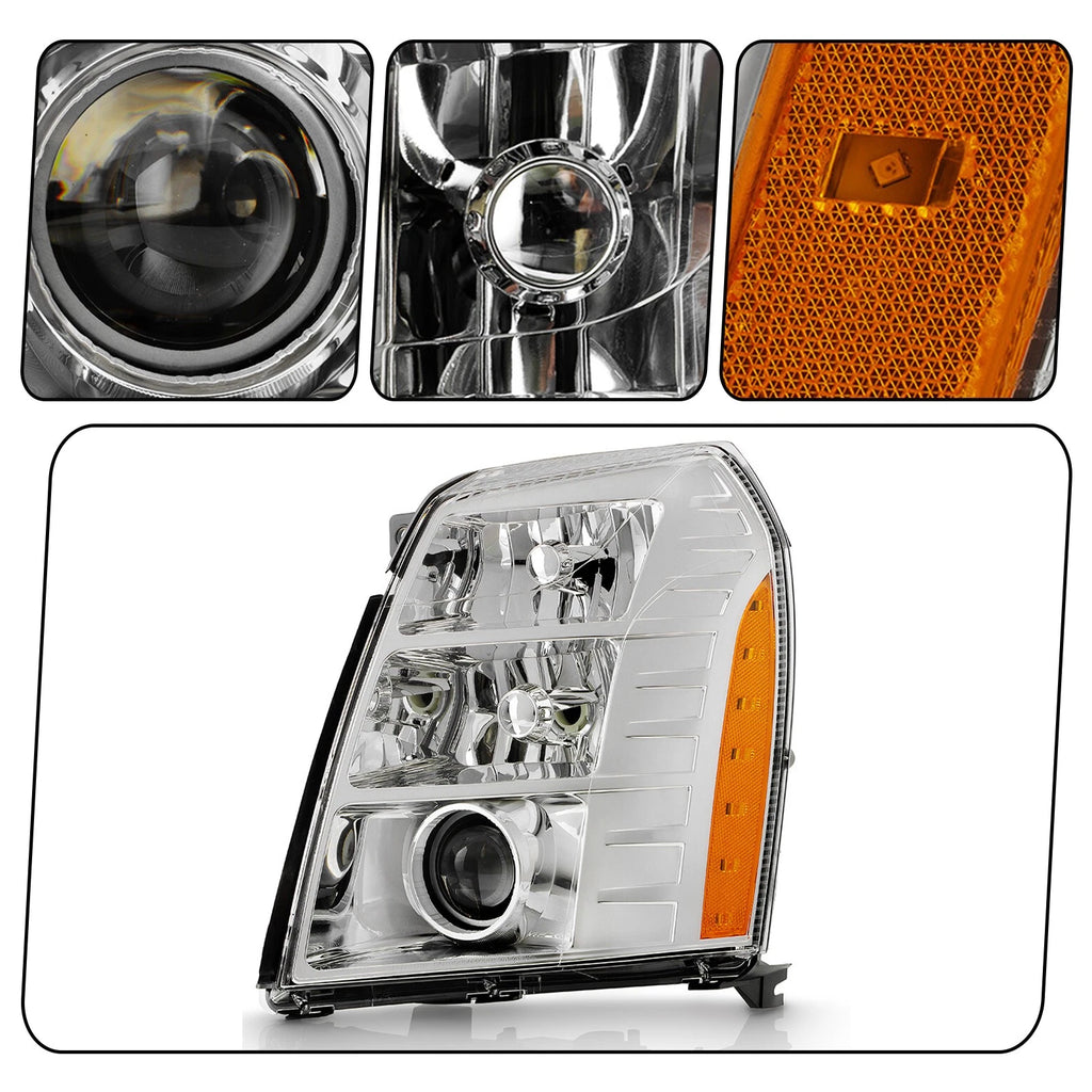 HID/Xenon Headlight for Cadillac Escalade (2007–2014) Chrome, Driver Side