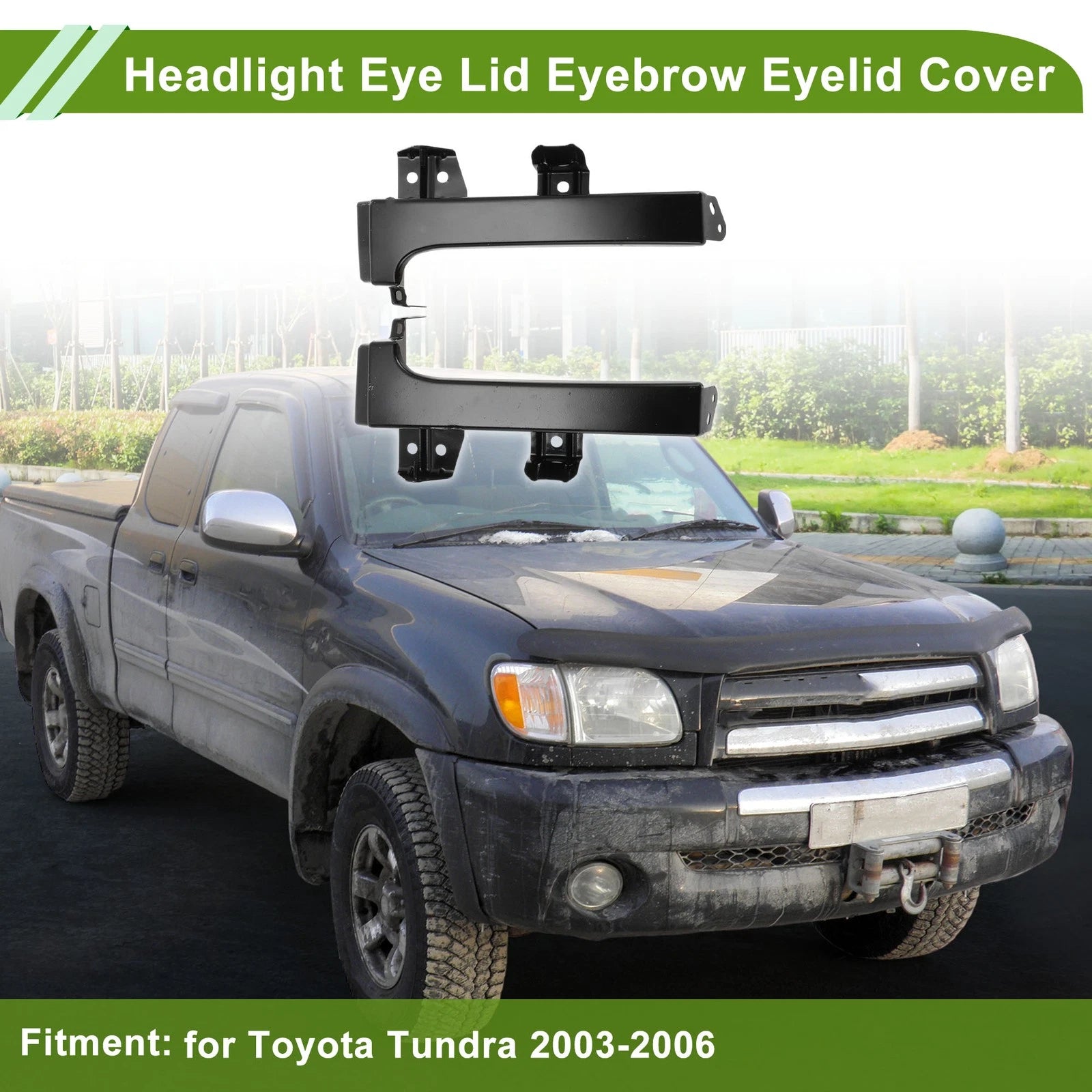 Headlight Eyebrow Eyelid Cover for Toyota Tundra (2007–2021) Iron Black