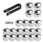 Set of 20 Nut Cap Wheel Bolts 17mm Chrome for Any Car