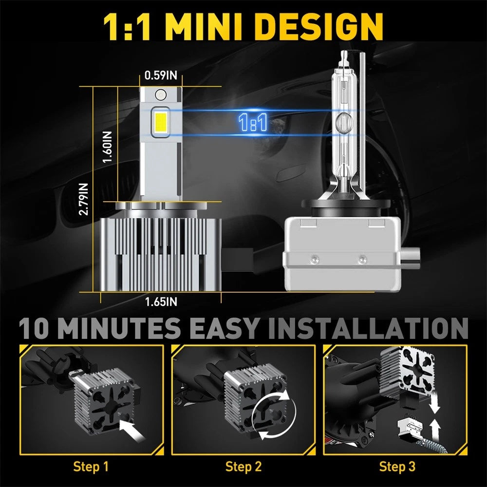 2X LED Headlight Bulbs for D3S D3R HID Xenon (2000-2023)