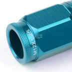 Open-End Aluminum Sky Blue Lug Nuts + Adapter M12x1.25 for