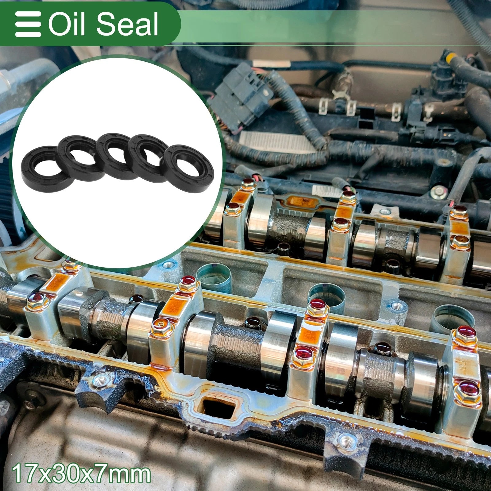Set of 5 Oil Seal Rotary Shaft Seal NBR Rubber 17x30x7mm