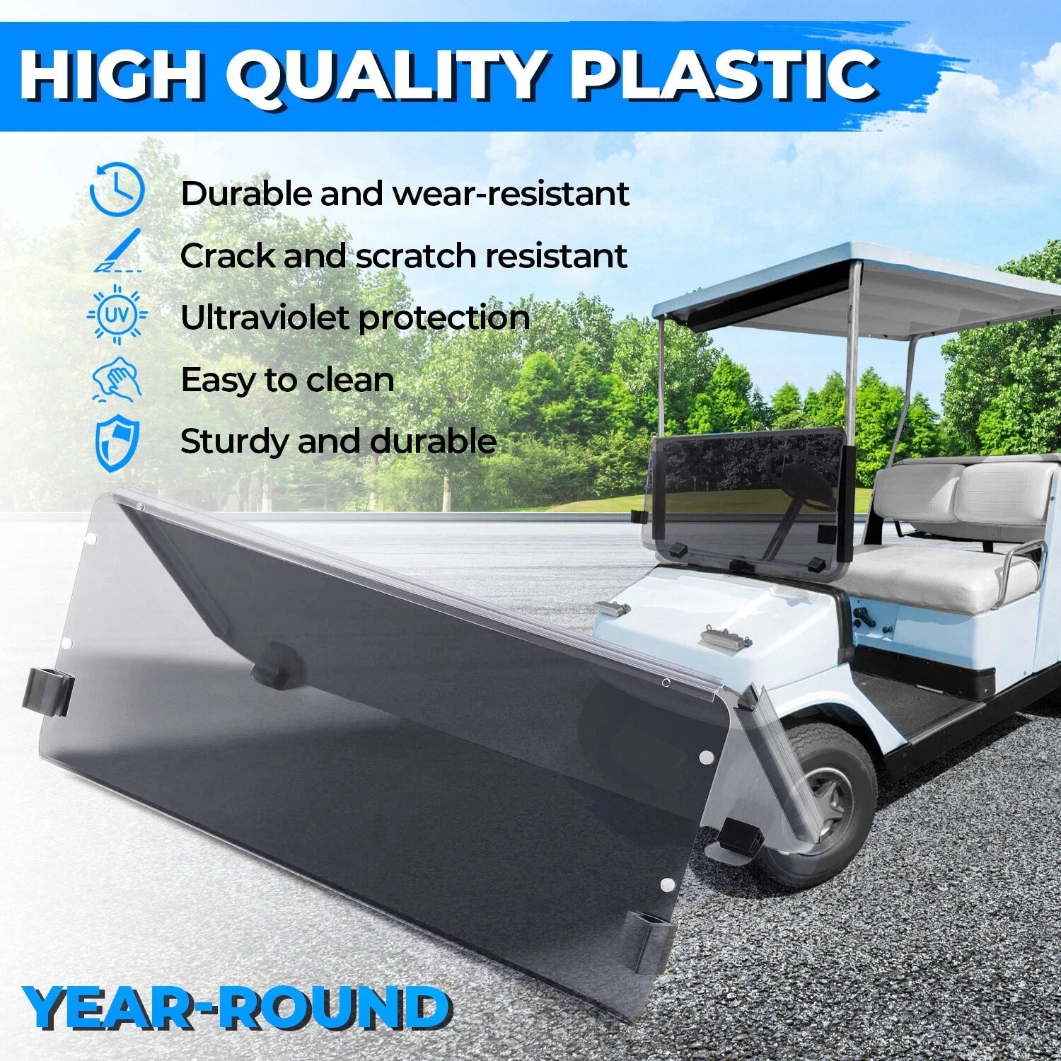 Tinted Fold Down Windshield for Yamaha G2 G9 (1985–1995)