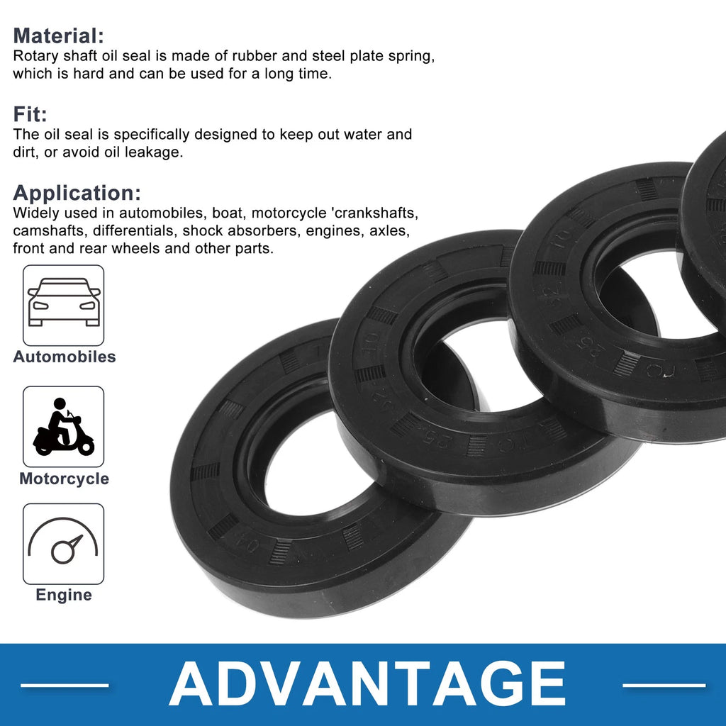 Set of 5 Oil Seal Ring 25x52x10mm for Rotary Shaft (Nitrile Rubber)