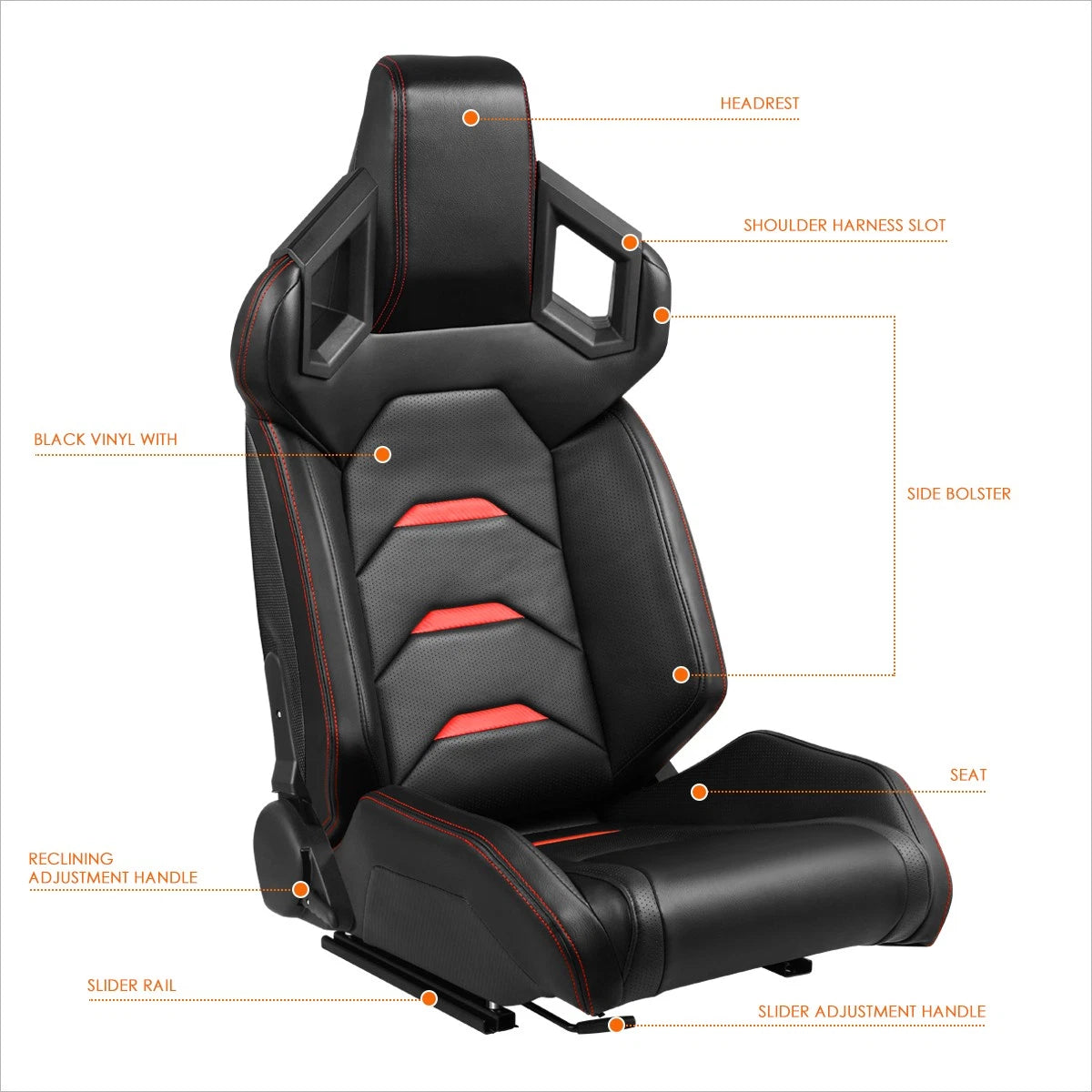 2Pcs Reclinable Racing Seats for Universal Fit (Carbon Fiber Pattern)