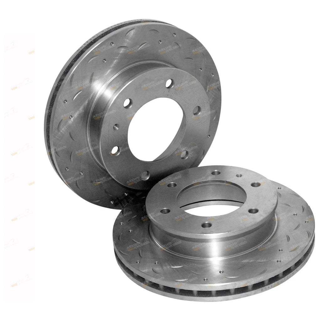 Front Dimpled + Slotted Disc Brake Rotors for Mazda BT-50 Ute (2006-2011)