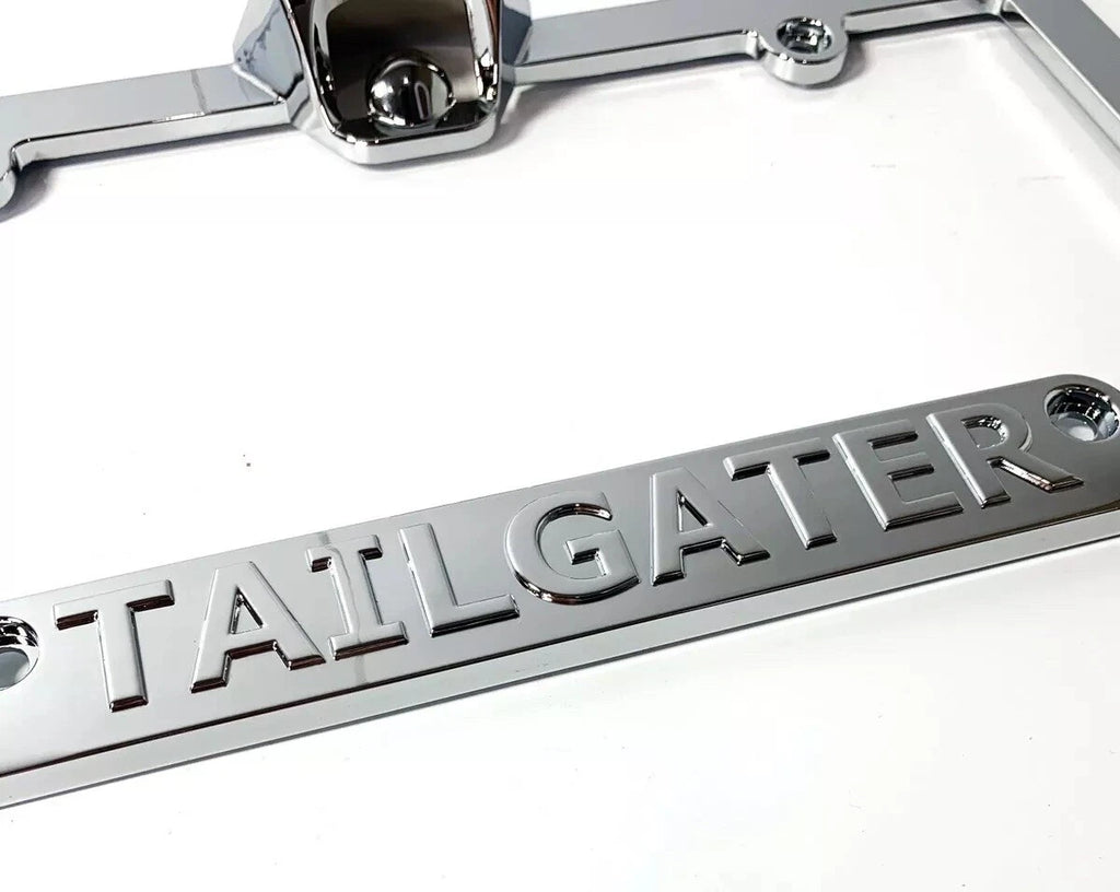 Chrome Tailgate License Plate Frame W Bottle Opener for Chevy Silverado (2019–2024)