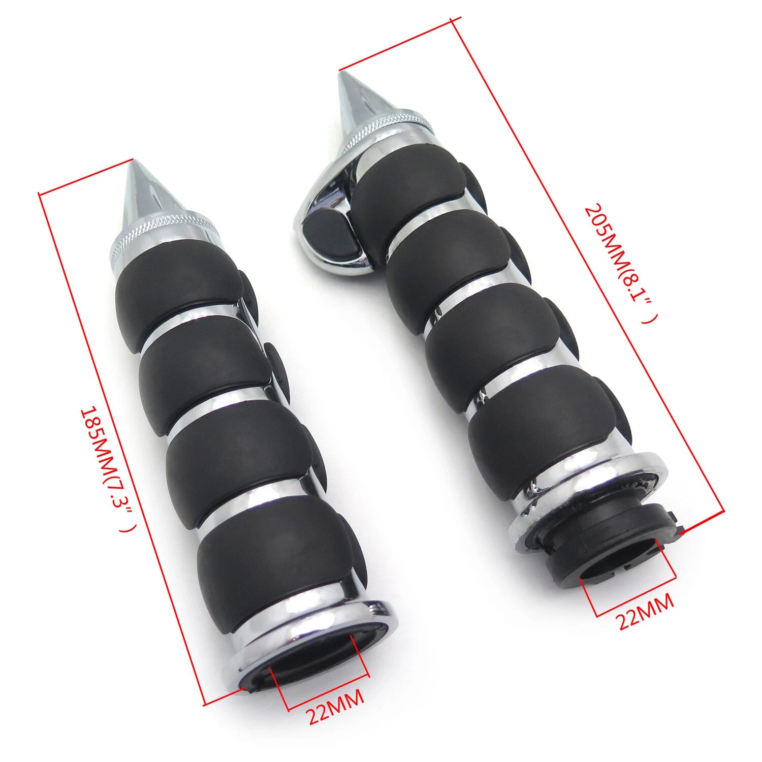 Chrome Spike 7/8" Handlebar Grips for Kawasaki Harley