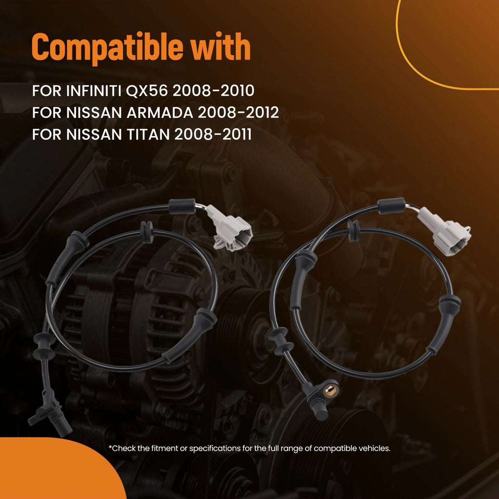 2X Front ABS Wheel Speed Sensor for Nissan Titan (2008–2011) ALS1666 D7910ZR00A