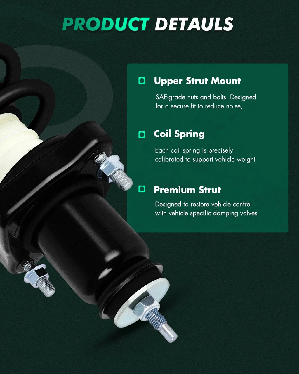 Rear Shocks Struts w/ Coil Spring Assembly for Dodge Journey (2009–2010)