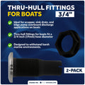 2X Straight Thru-Hull Connection for Hose 3/4 inches FO2995-M2