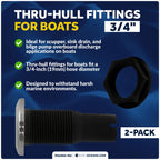 2X Straight Thru-Hull Connection for Hose 3/4 inches FO2995-M2