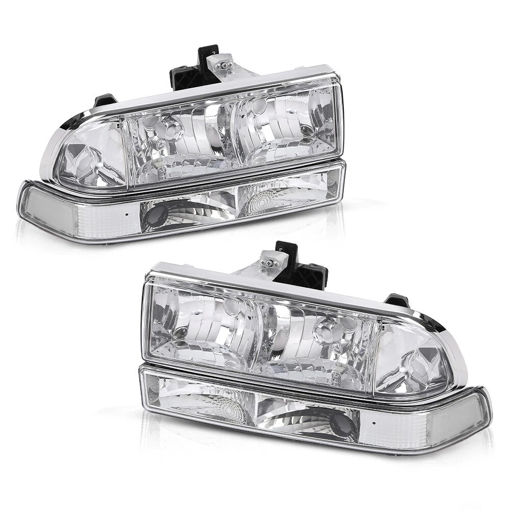 Chrome Clear Corner Headlights for Chevy S10 Blazer (1998–2004)