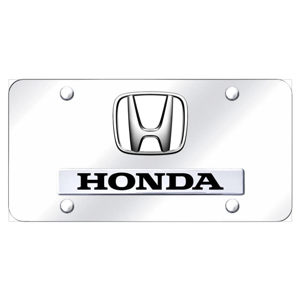 Dual Chrome/White Fill Logo on Chrome Plate - Officially Licensed for Honda