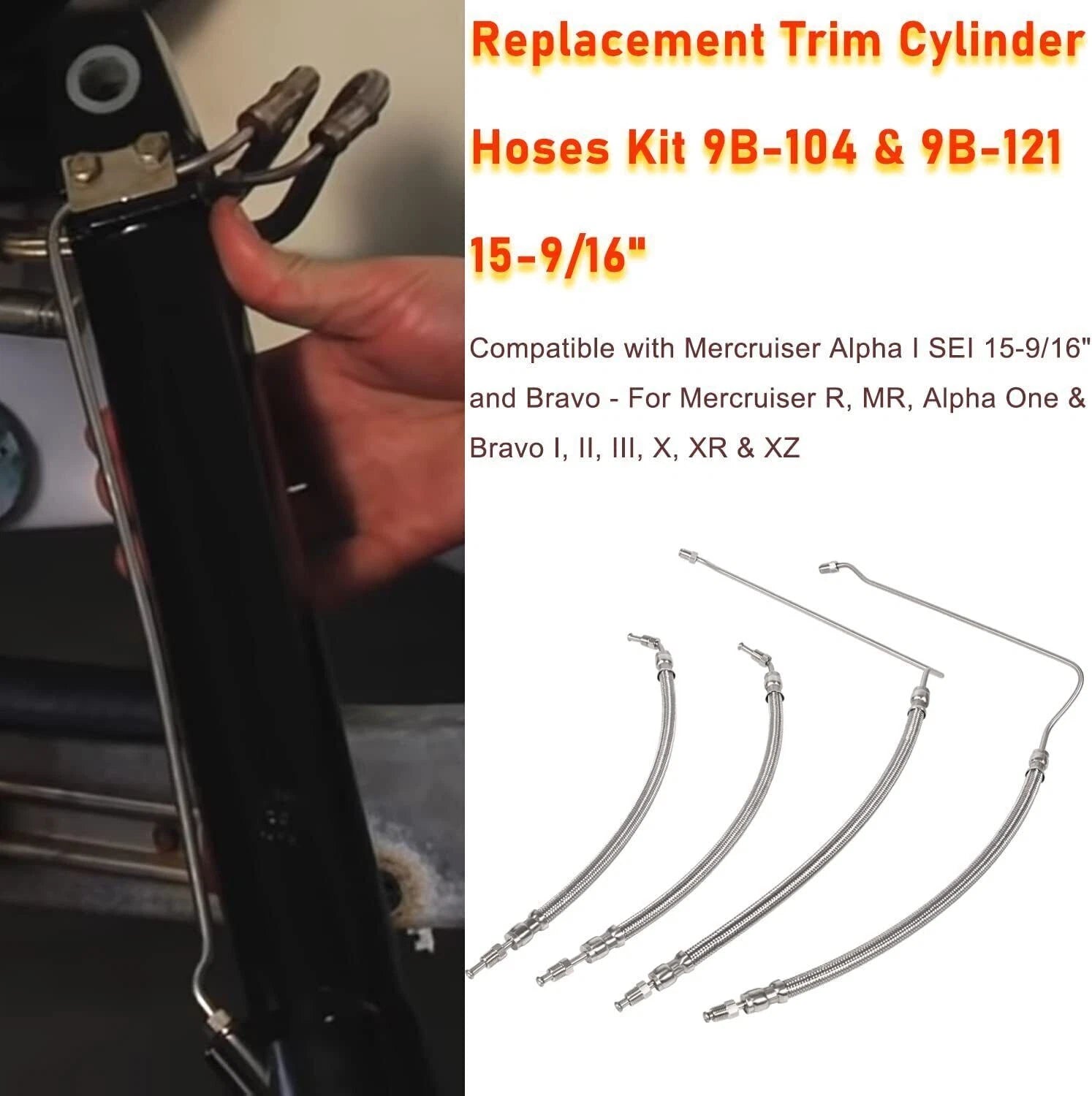 Trim Tilt Hydraulic Ram Cylinder Hose Kit for Mercruiser Alpha One (1983–1996)
