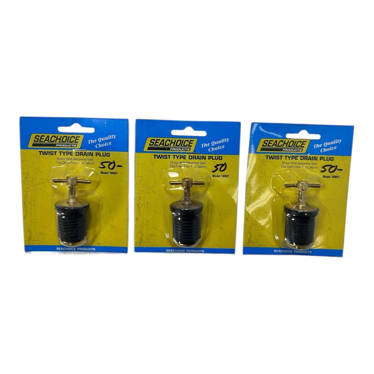 3X Marine Twist Type Drain Plug for SeaChoice (1'' Brass w/ Neoprene Seal)