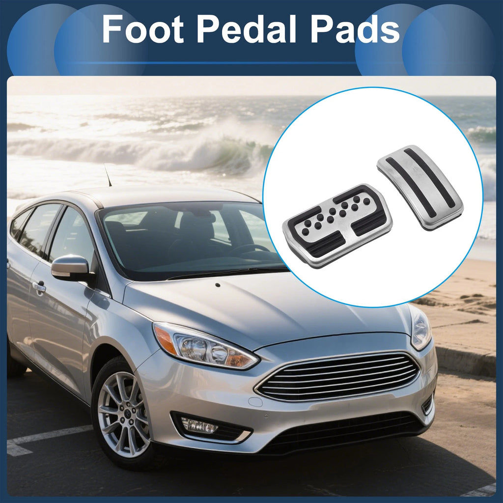 2X Automatic Foot Accelerator Pedal Covers for Ford Focus 3 (2012–2016) Silver Tone