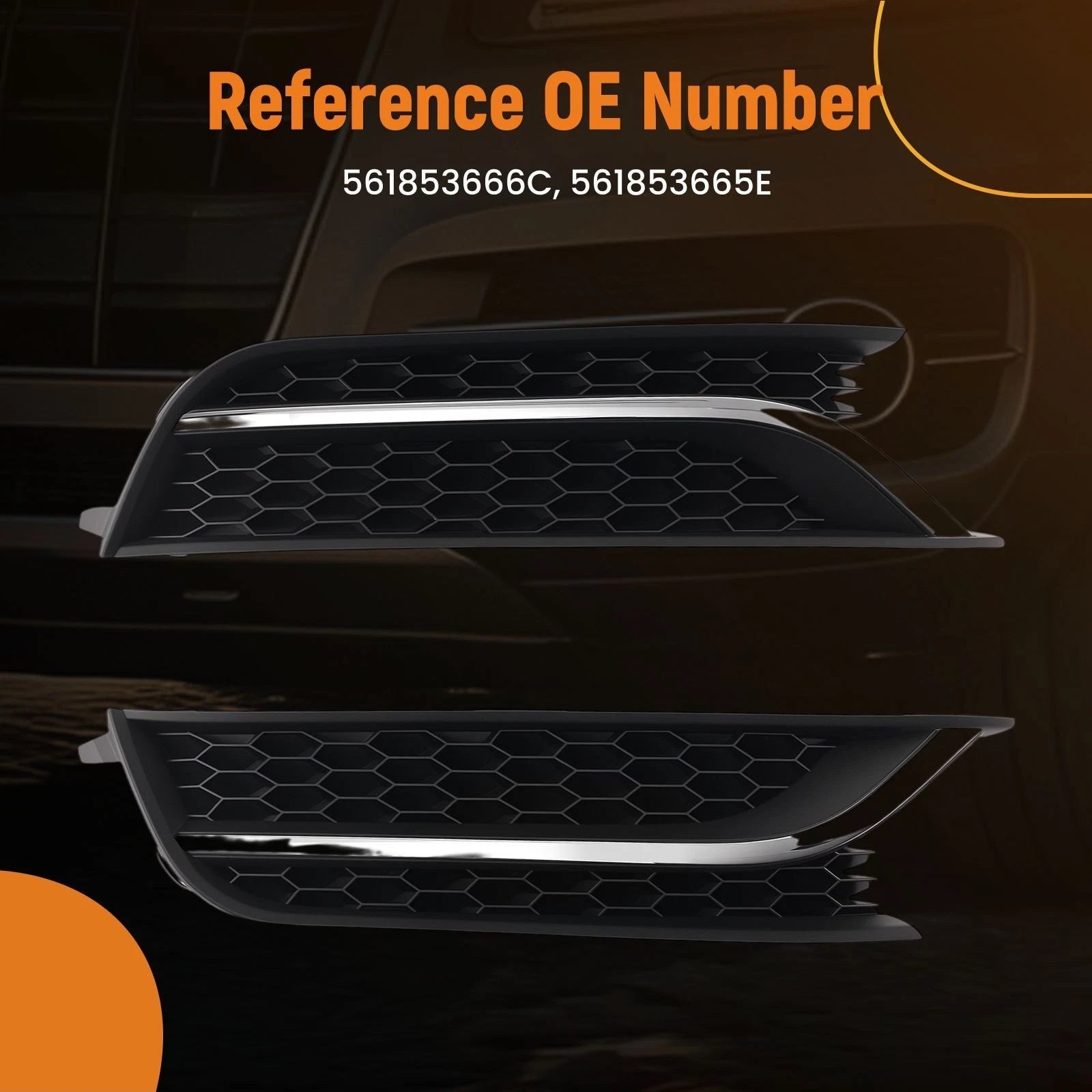 Pair Fog Light Grille Bezel Covers for VW Passat 2.0L 2.5L (2012–2015)
