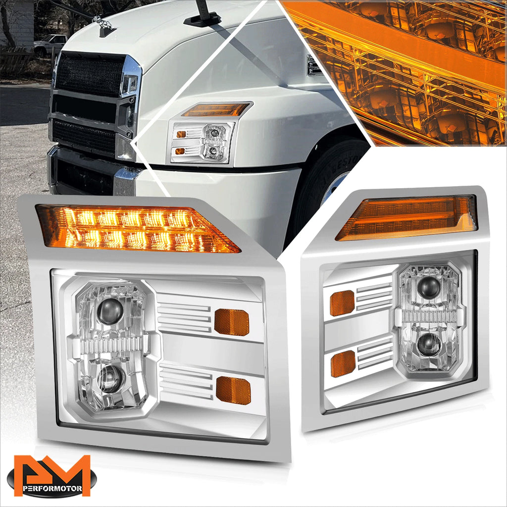Full LED Projector Headlights for Mack Anthem (2018–2025) - Chrome Housing
