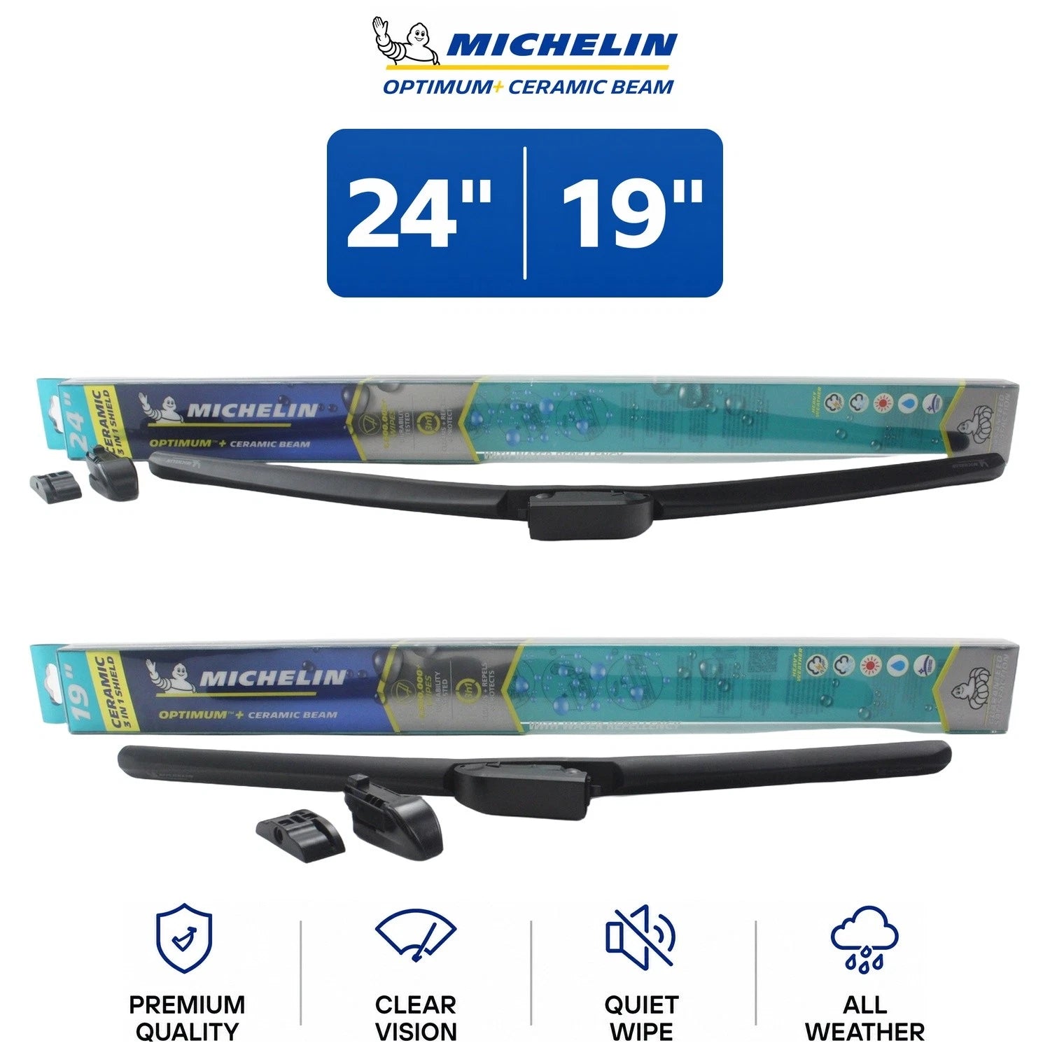 Set of 2 Michelin Optimum+ 24"/19" Ceramic Wiper Blades for Mazda (2010–2013)