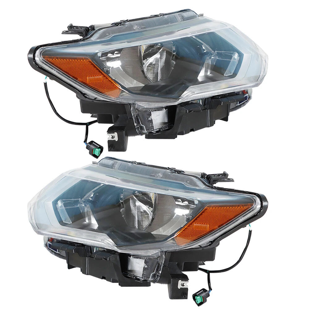 Set of 2 Chrome Projector Halogen Headlights for Nissan Rogue (2017â2019)
