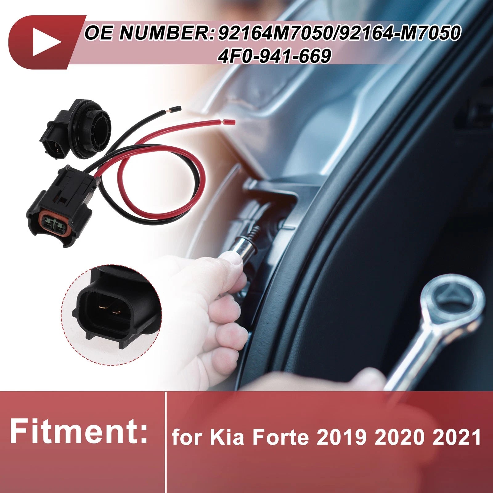 DRL Daytime Running Light Socket Wiring for Kia Forte (2019–2021) No. 92164M7050