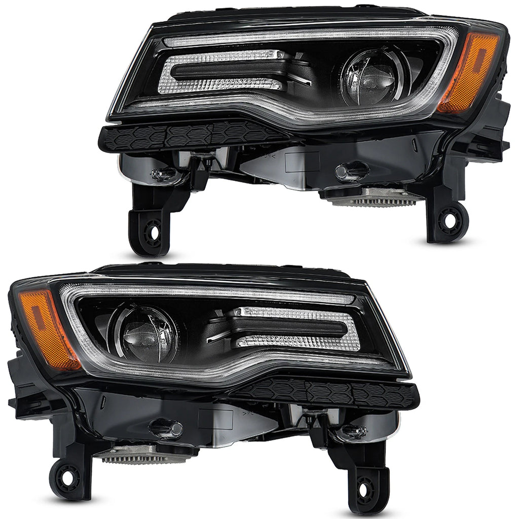 Pair HID Xenon Headlights for Jeep Grand Cherokee (2014–2016) Black