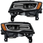 Pair HID Xenon Headlights for Jeep Grand Cherokee (2014–2016) Black