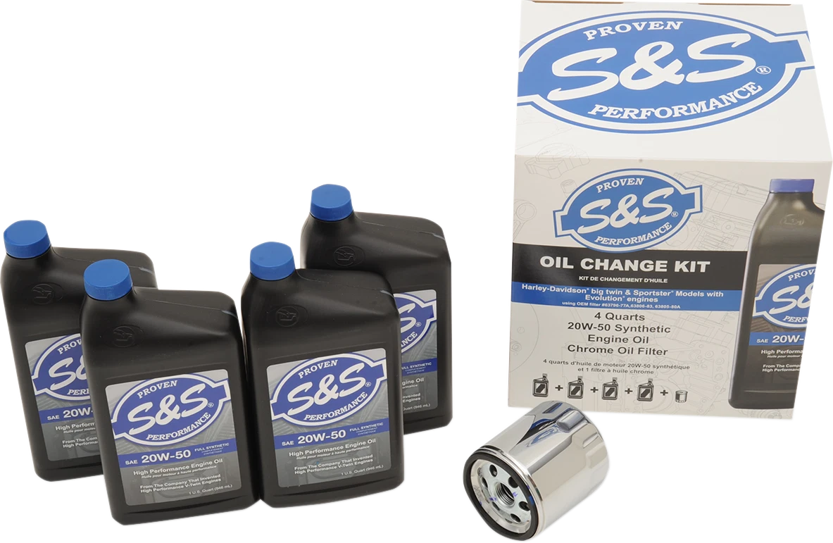 Oil Change Kit with Chrome Filter for Harley Big Twin (1984–2022)