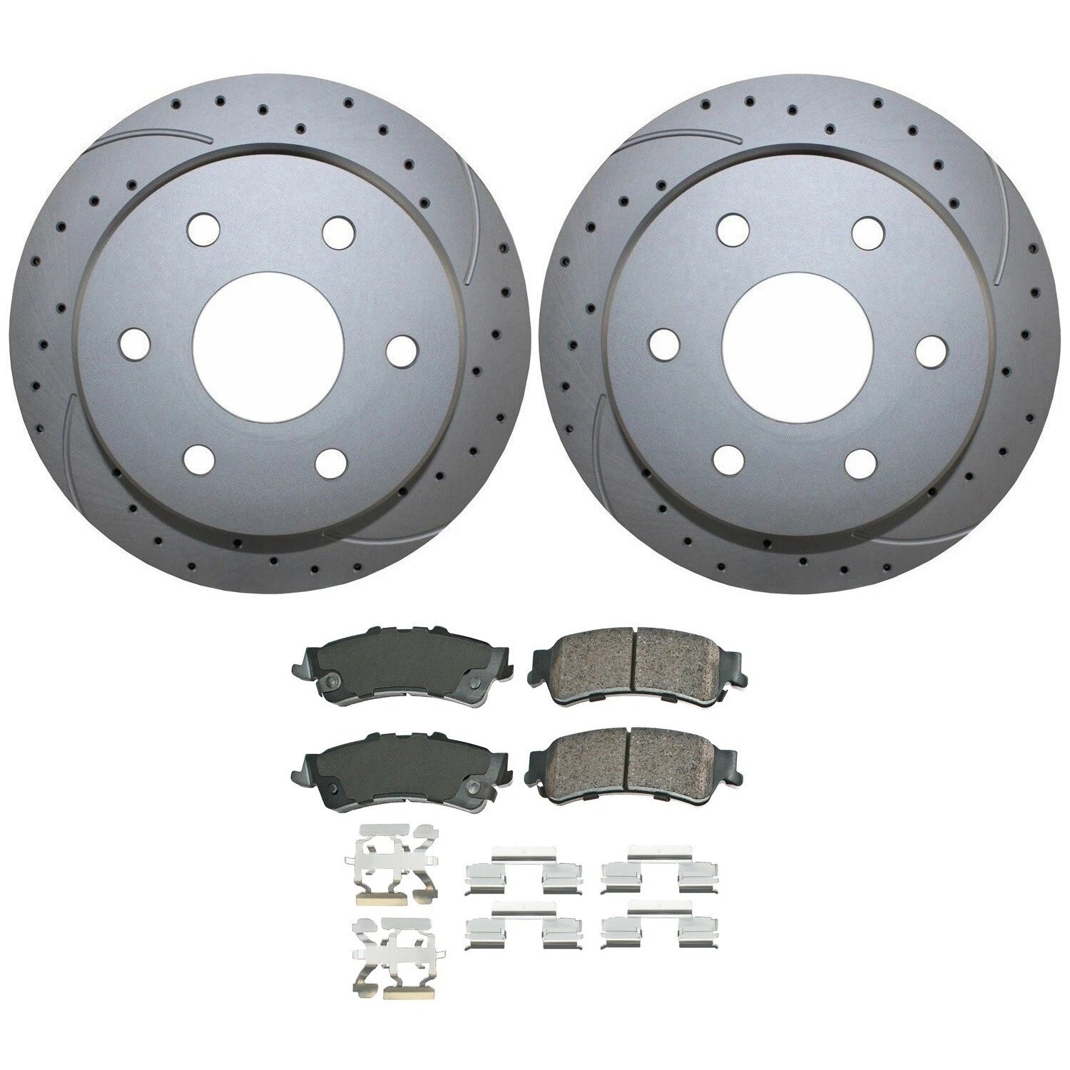 Rear Brake Kit with Drilled 325mm Rotors & Akebono ProACT Pads for Chevy GMC