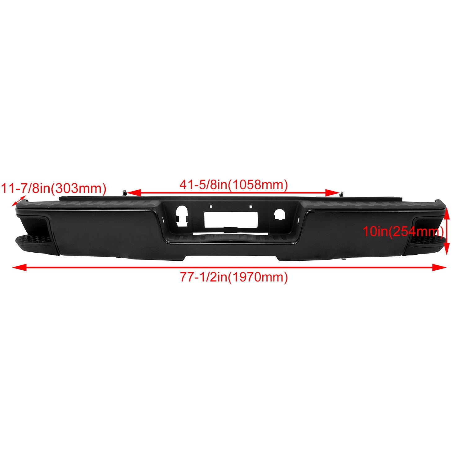 Black Rear Bumper with Corner Steps for Chevy Silverado GMC Sierra 1500 (2014–2018)