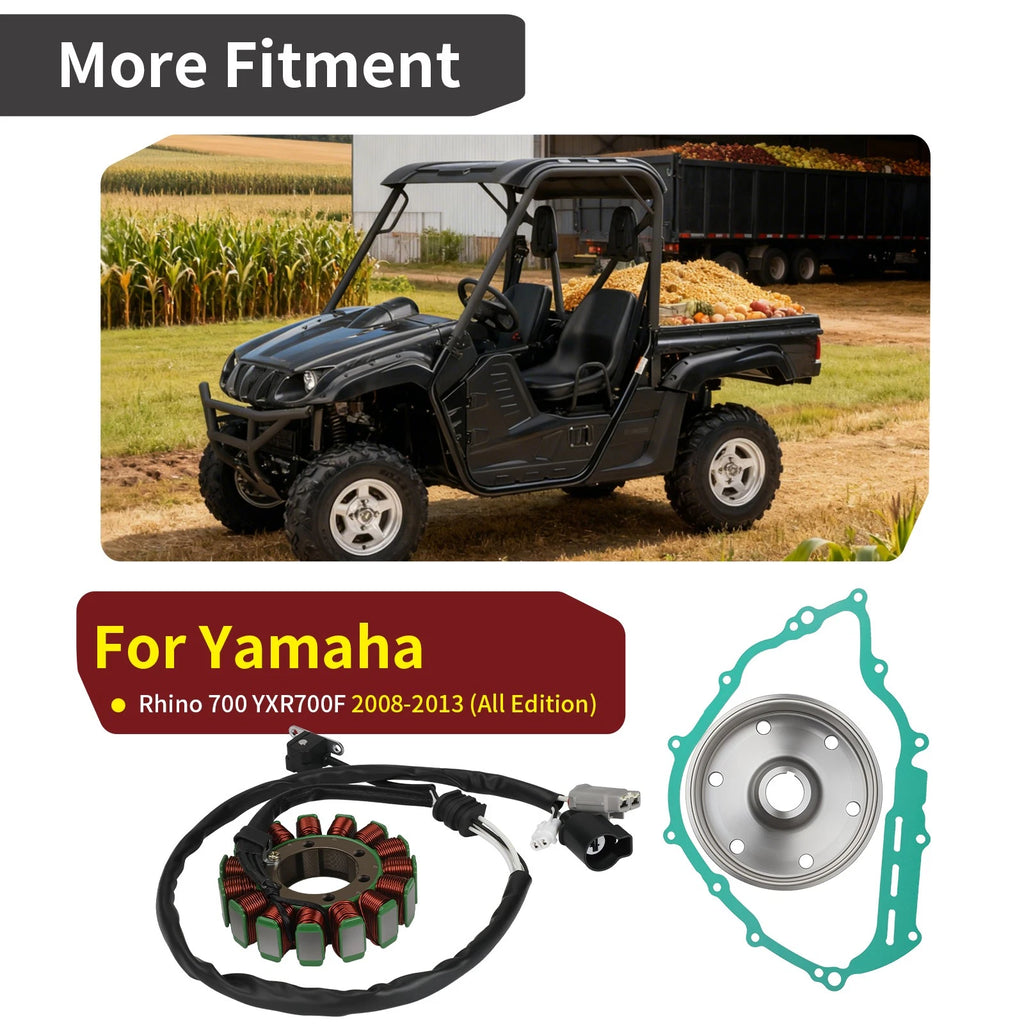 Flywheel + Stator with Cover Gasket for Yamaha Rhino 700 YXR700F (2008–2013)