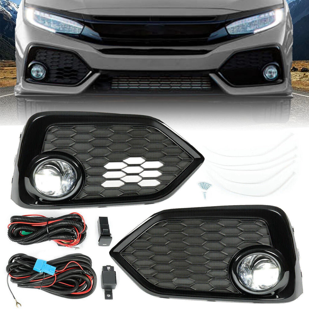 LED Fog Lights for Honda Civic Hatchback (2017–2019) - Wiring Switch Set