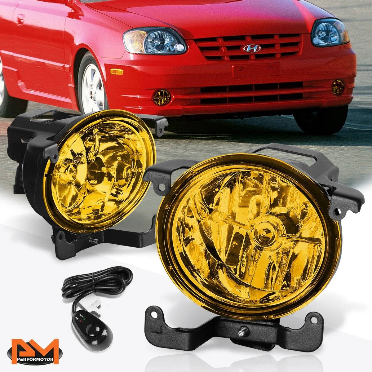 Fog Lights with Switch for Hyundai Accent (2003–2006) - Amber Lens