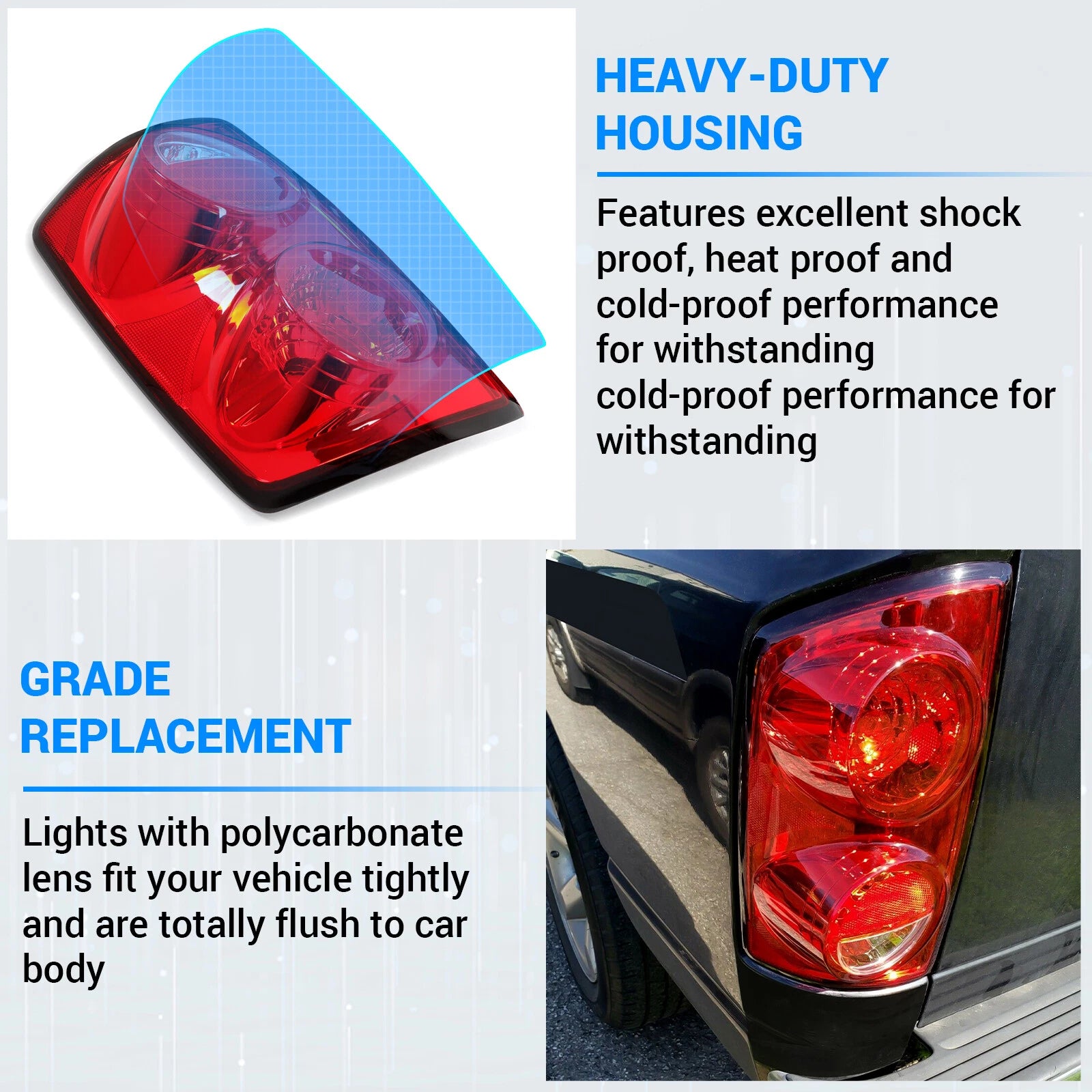 Driver Left Tail Light Lamp for Dodge Ram 1500 2007–2008, Ram 2500 2007–2009
