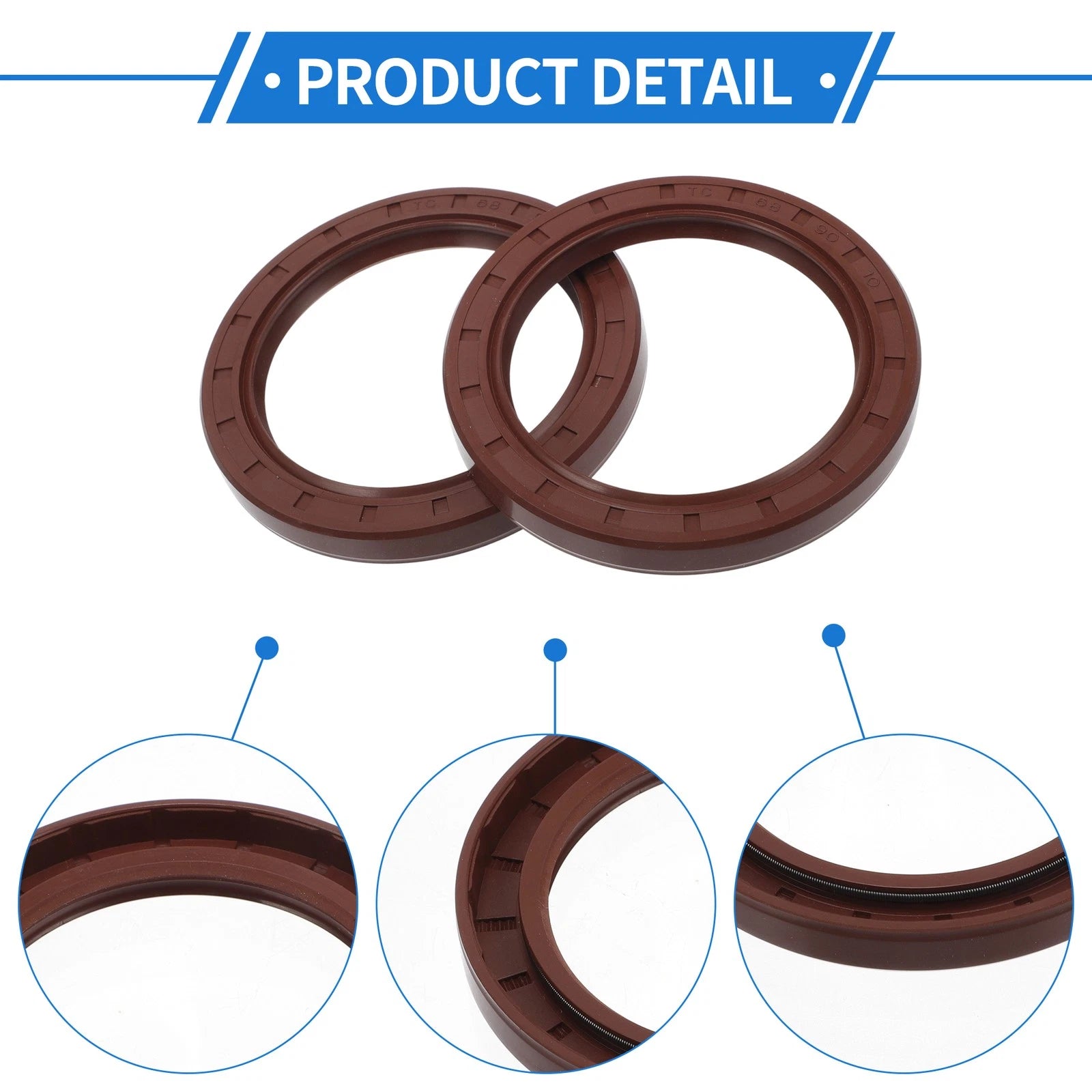 Set of 2 Oil Seal Rotary Shaft Seal FKM Rubber 68x90x10mm 683867304988