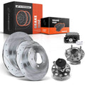 Rear Drilled Rotors & Pads + Wheel Hub Bearing for Dodge Chrysler Jeep (200)
