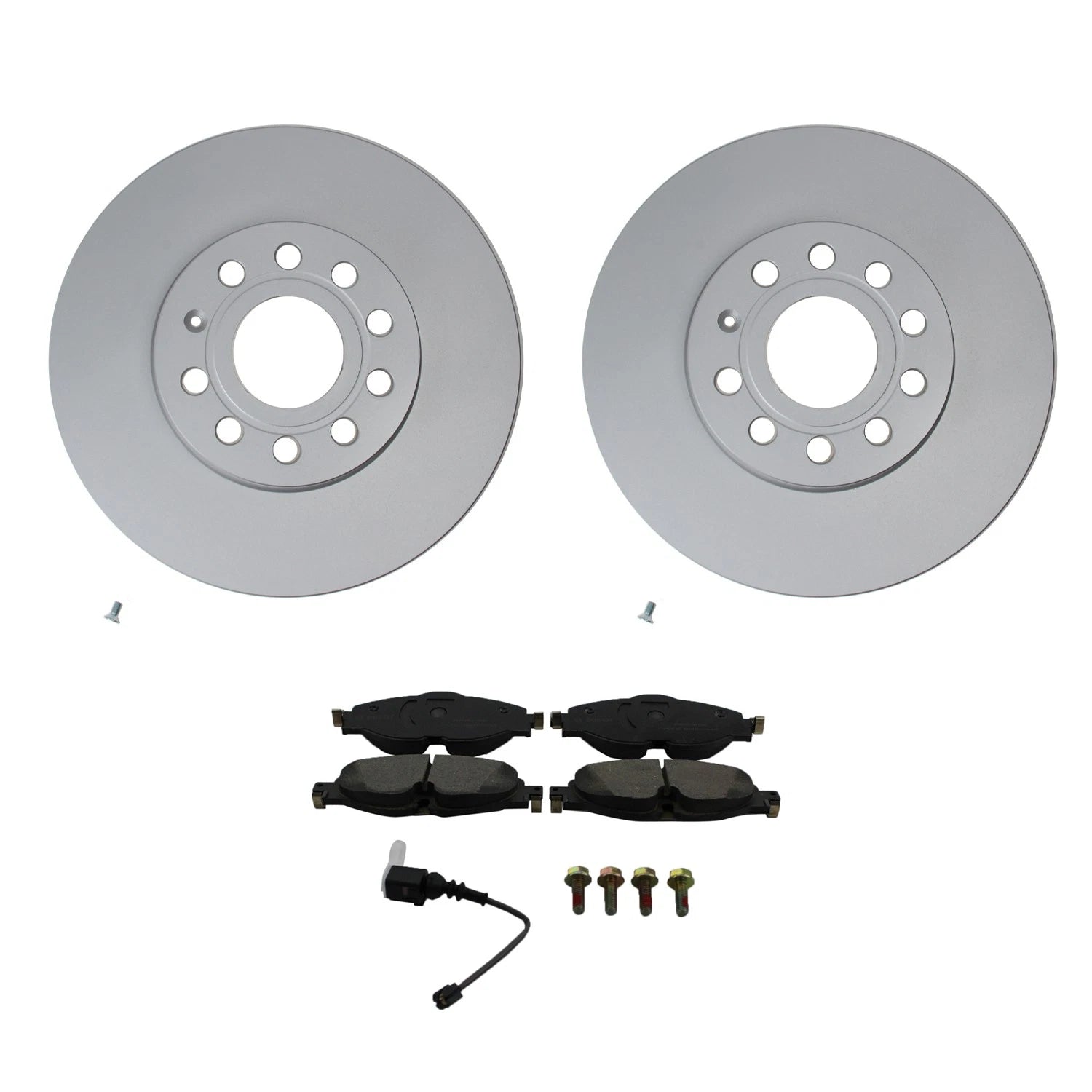 Front Rotors & Bosch QuietCast Ceramic Disc Brake Pads Kit for A3 Golf Jetta
