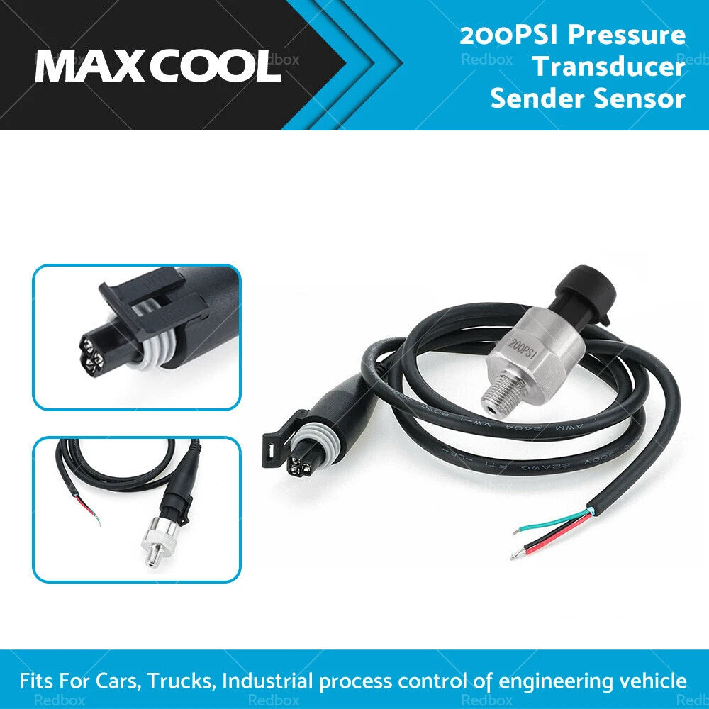 Pressure Transducer Sender Sensor for Air Oil Fuel (200PSI, 5V)